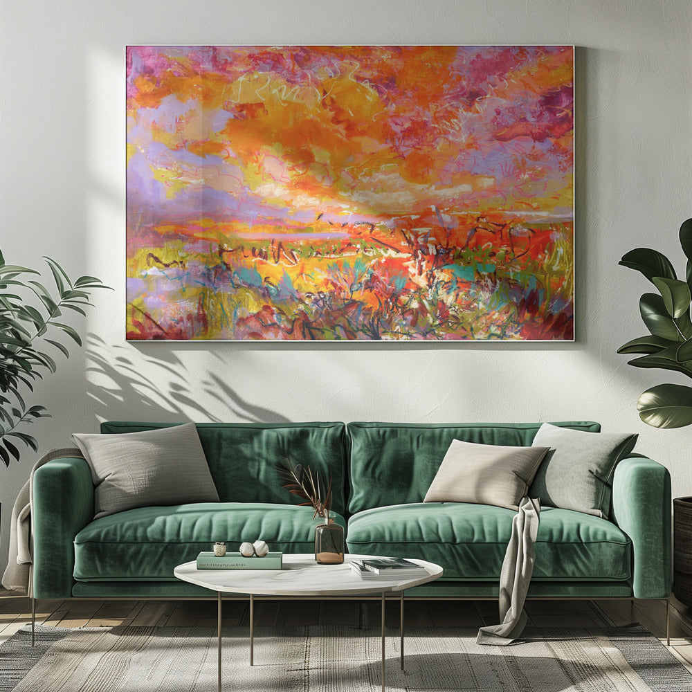Fiery Sunset Fields | Canvas