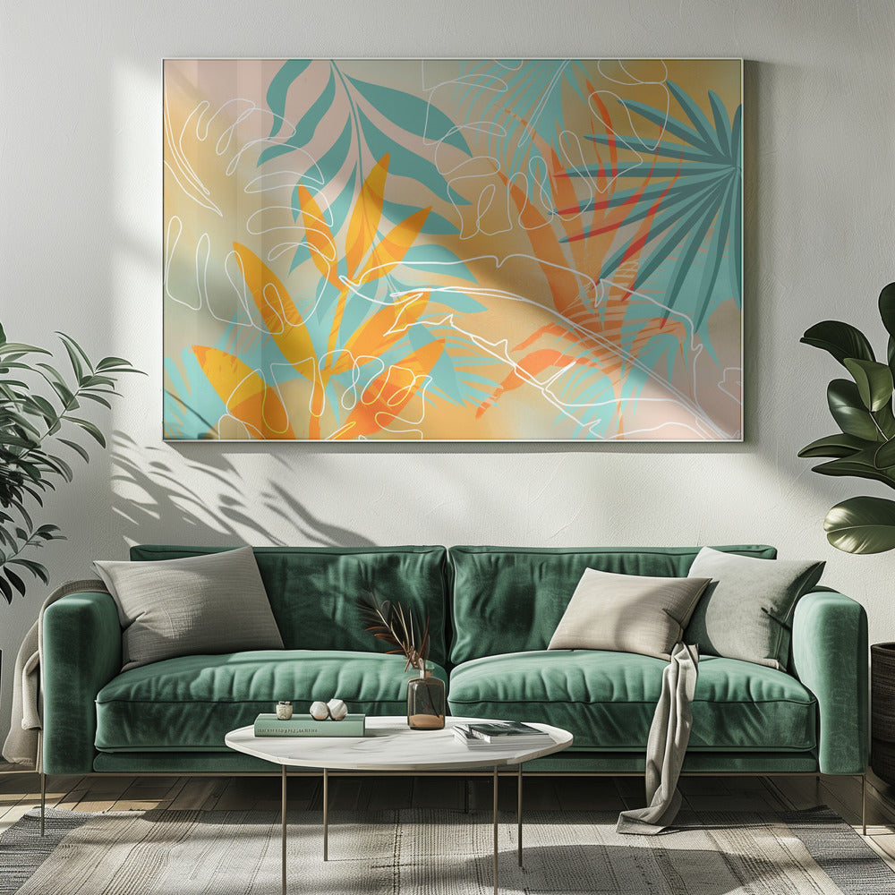Tropical Summer Orange Turquoise | Canvas