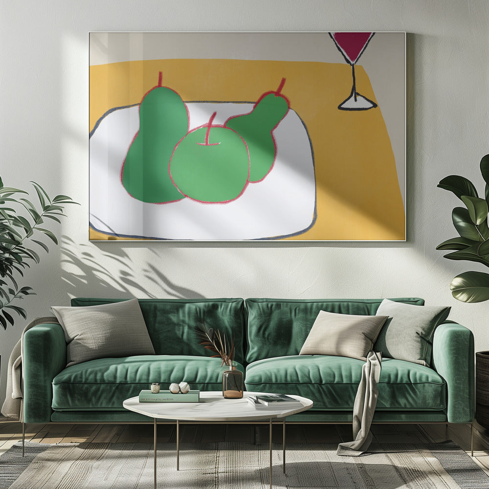 Green pears on the table | Canvas