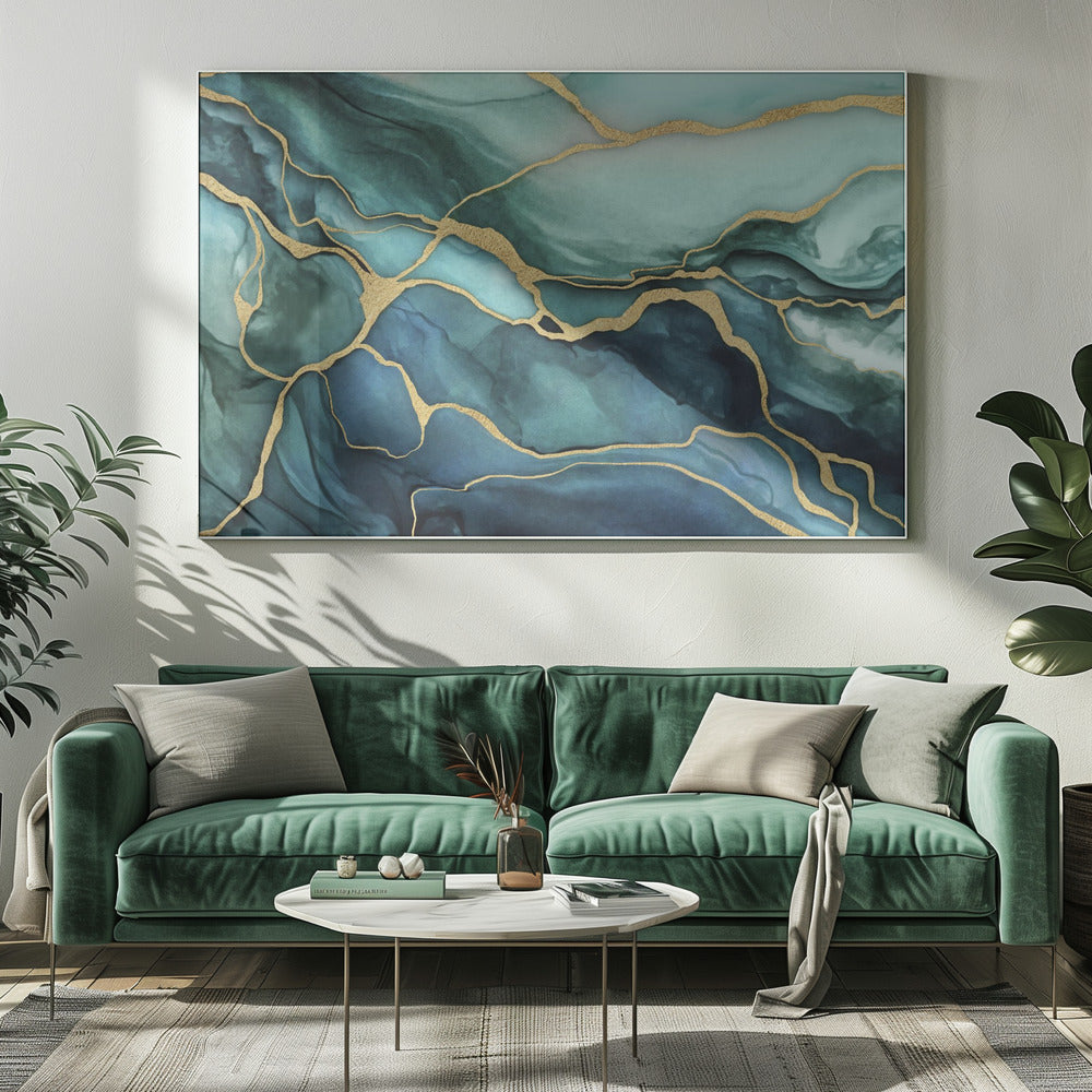 Marble Elegance Teal Gold | Canvas