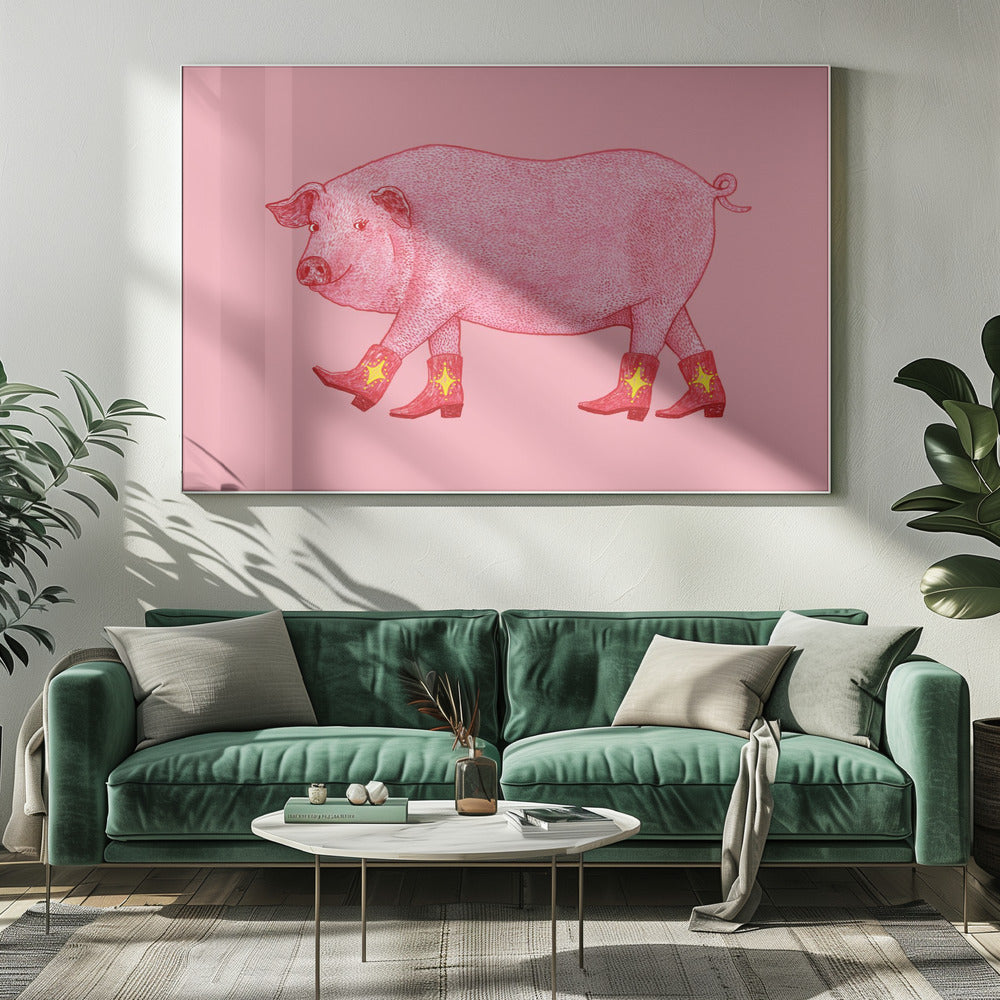 Marjorie the Cowgirl Pig | Canvas
