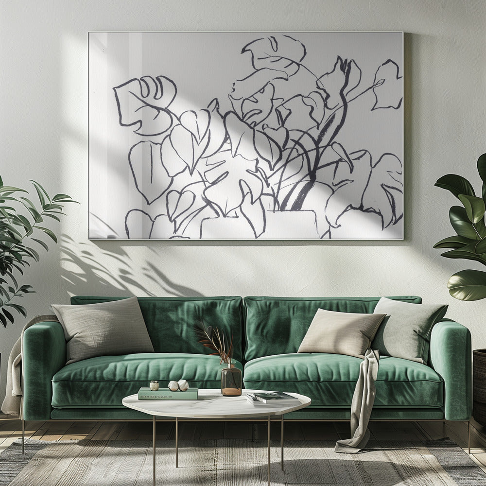 Black and White Monstera Large | Canvas