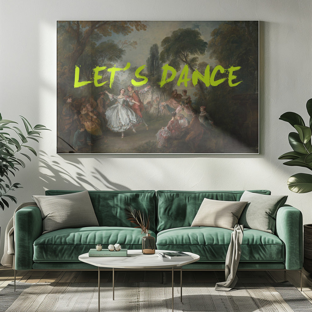 LET&#039;S DANCE NEON YELLOW VINTAGE MAXIMALIST ART | Canvas