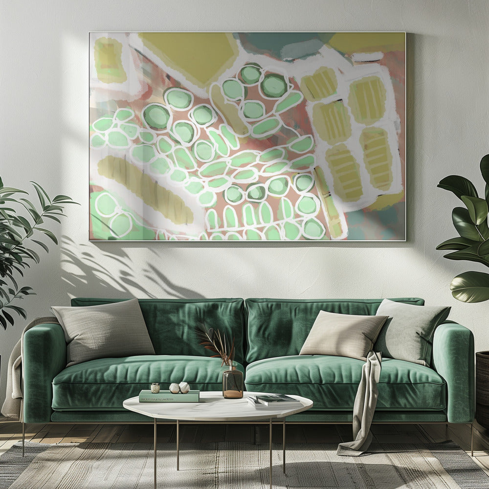 Abstract greens and gold | Canvas
