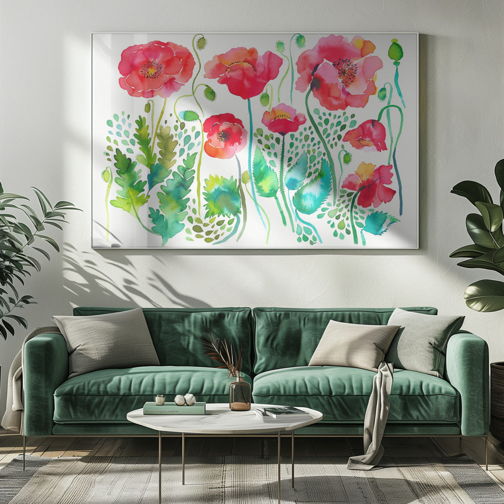 Red Spring Poppies Meadow | Canvas