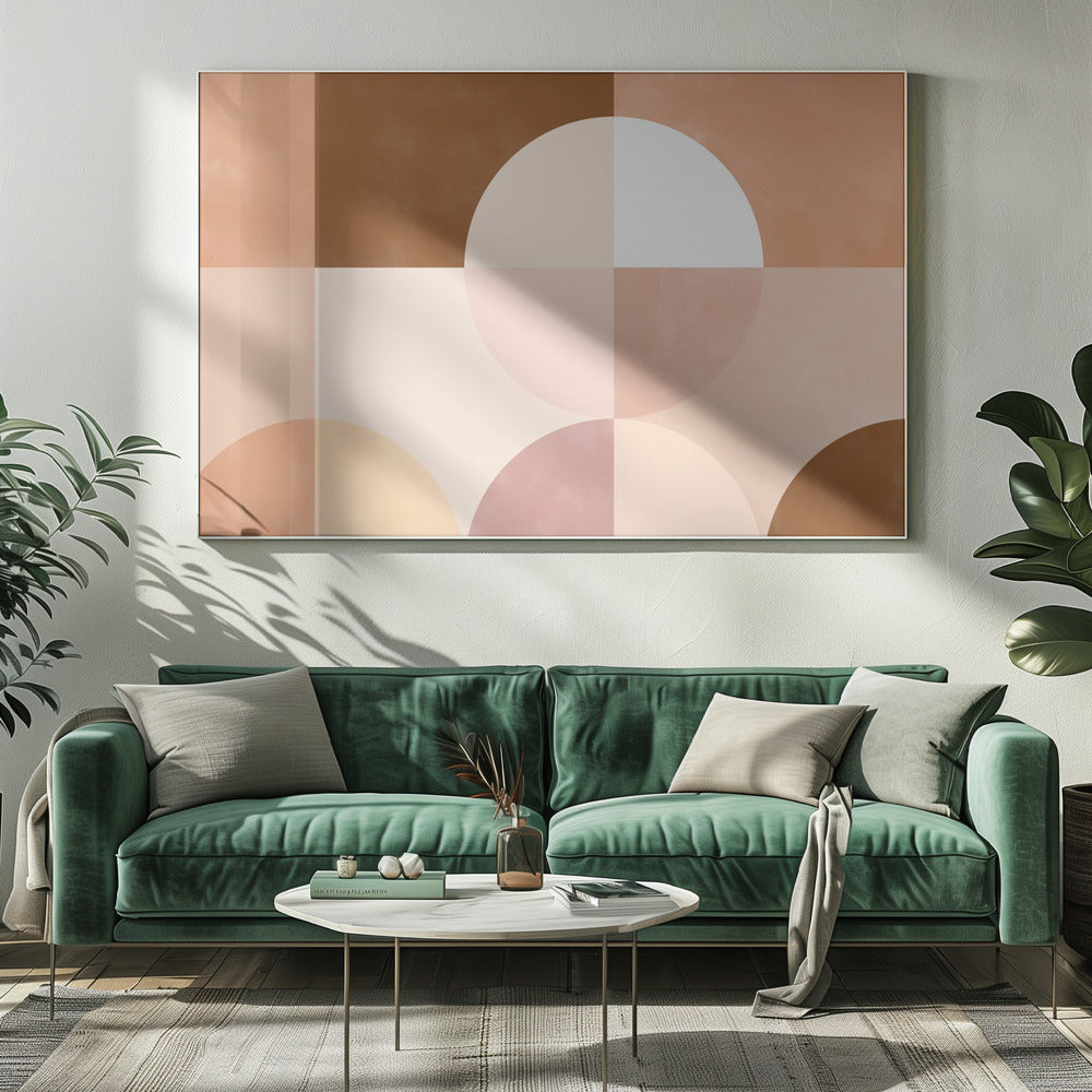 Geometric Circles and Squares in Earthy Tones | Canvas