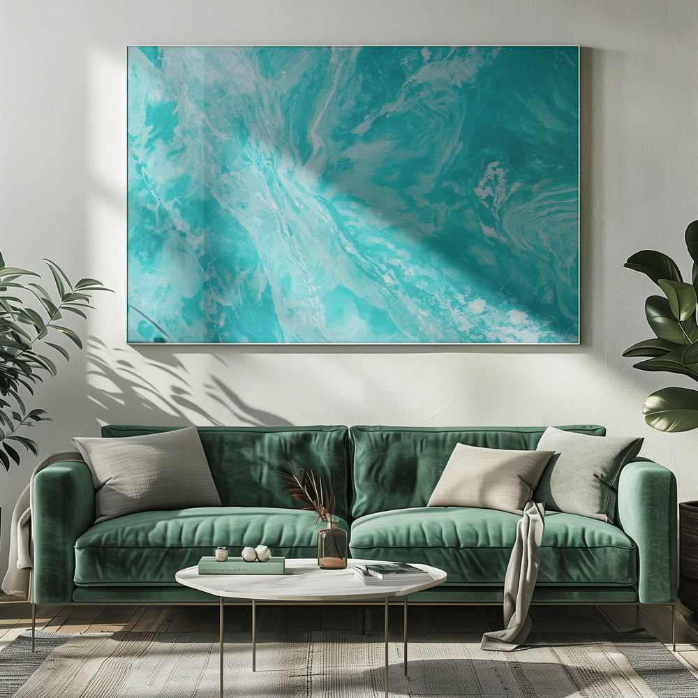 Fluid Movement In Aqua Tones | Canvas