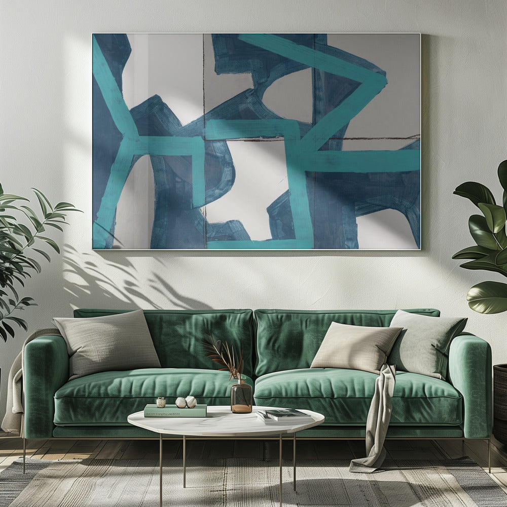 Metric Blue Abstract Art Print | Canvas