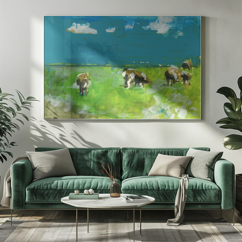 Cows In Landscape Print No 2 | Canvas
