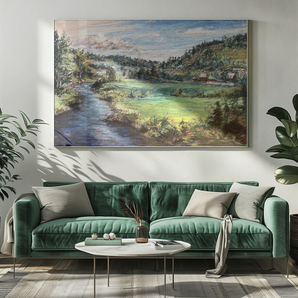 Serene River Valley | Canvas