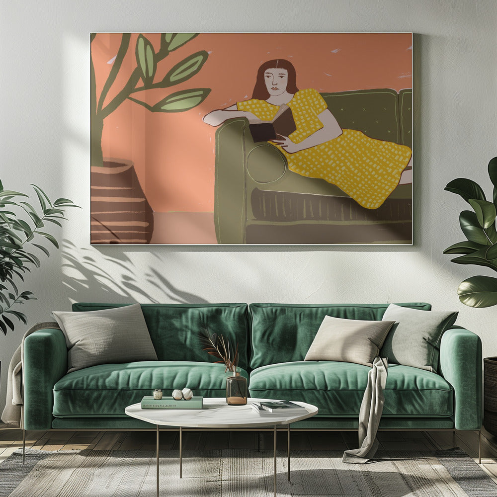 Woman Reading in Yellow Dress | Canvas