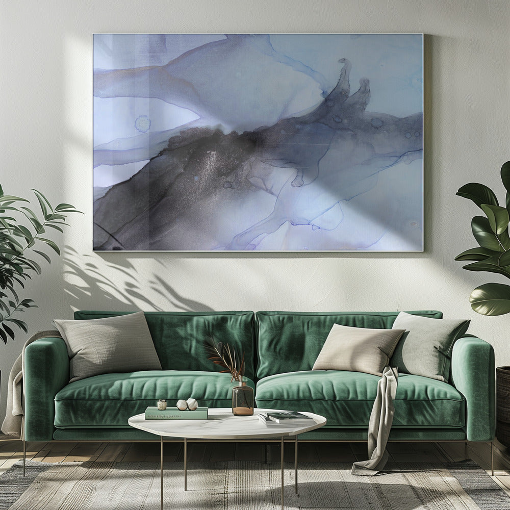 Fluid Blue and Black Ink Textures | Canvas