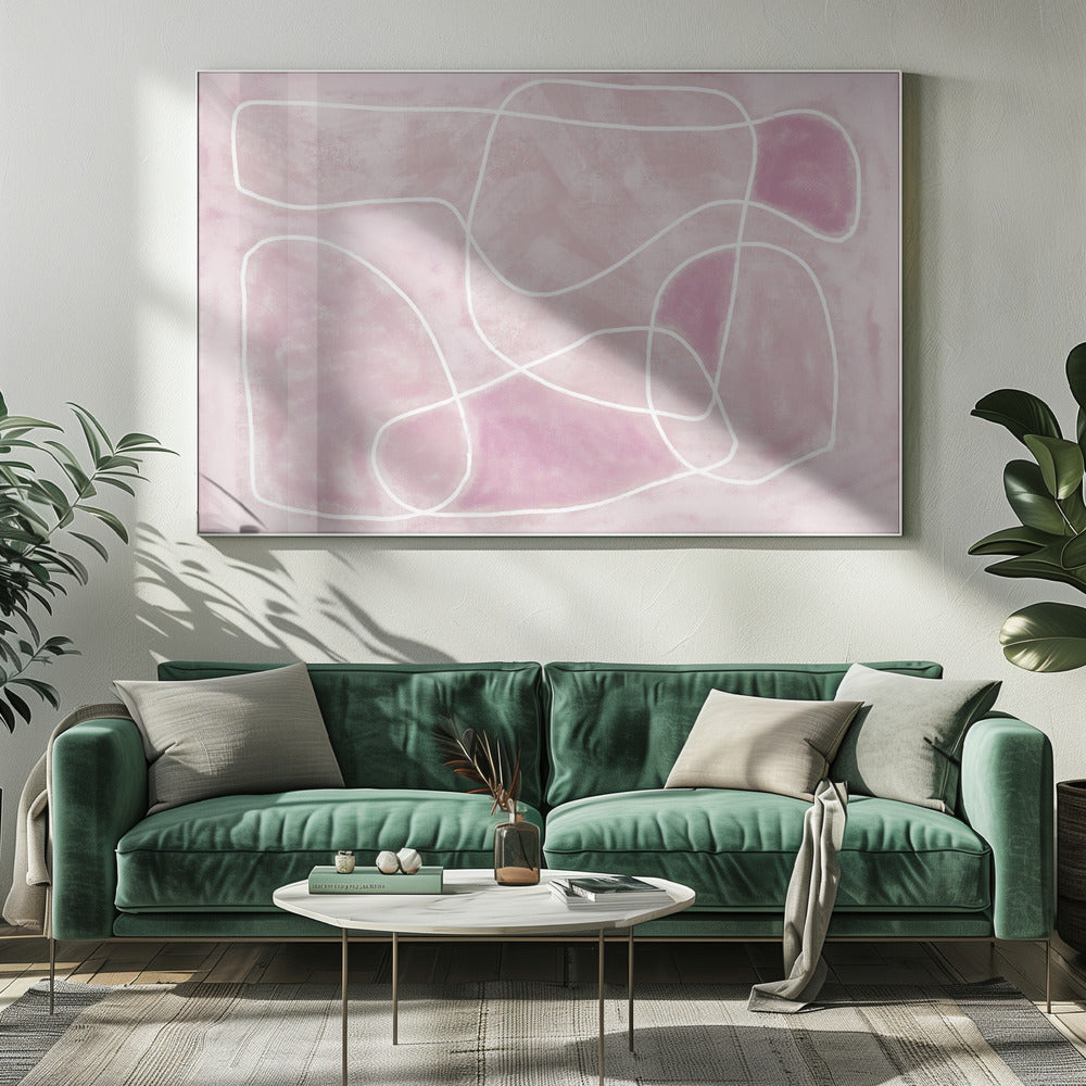 Pastel pink line drawing | Canvas