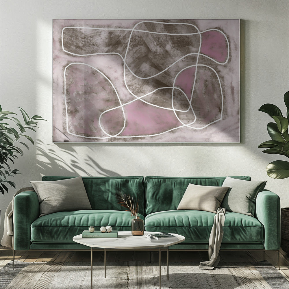 Pastel pink line drawing | Canvas