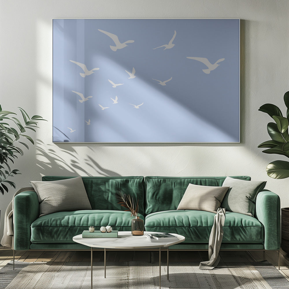 Seagulls Blue Background | Canvas