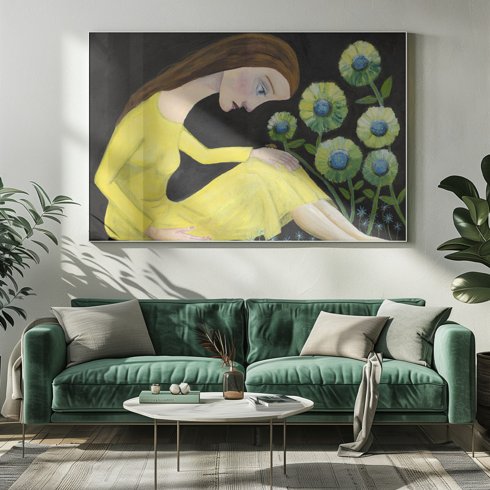 Lady in the garden with lady bug | Canvas