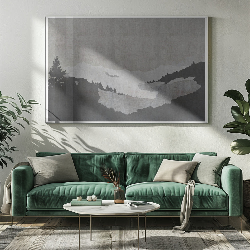 Misty Lake Landscape in Ink Wash Style | Canvas