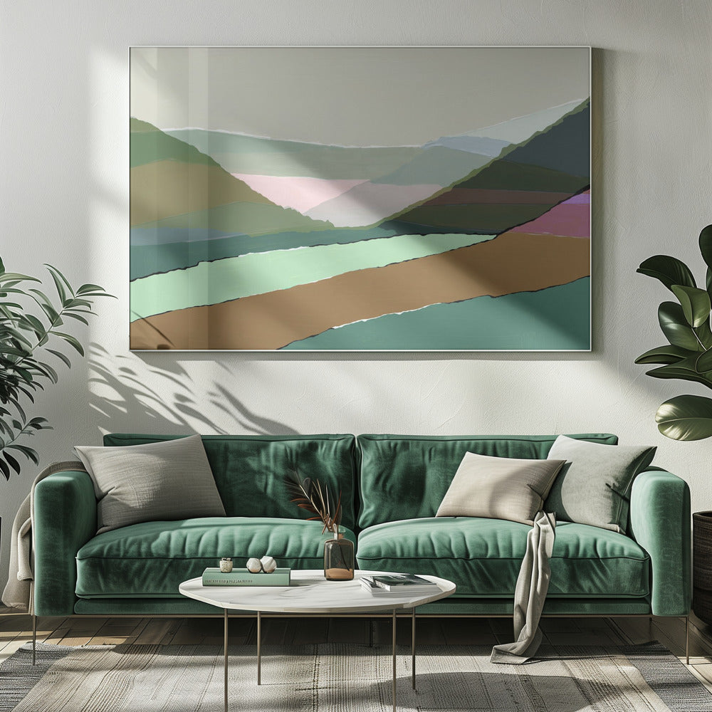 Layered Mountains And Valleys In Muted Earthy Tones | Canvas