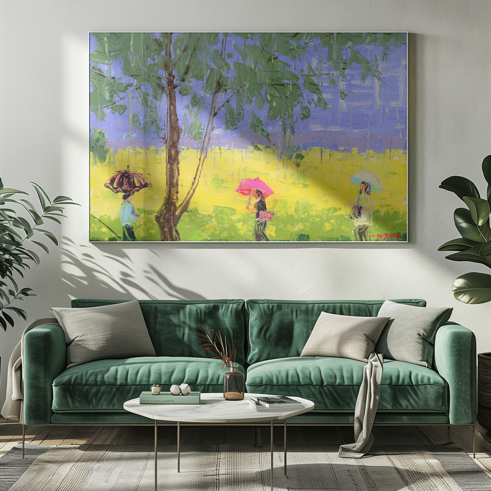 Rape Flower Landscape On A Rainy Day | Canvas