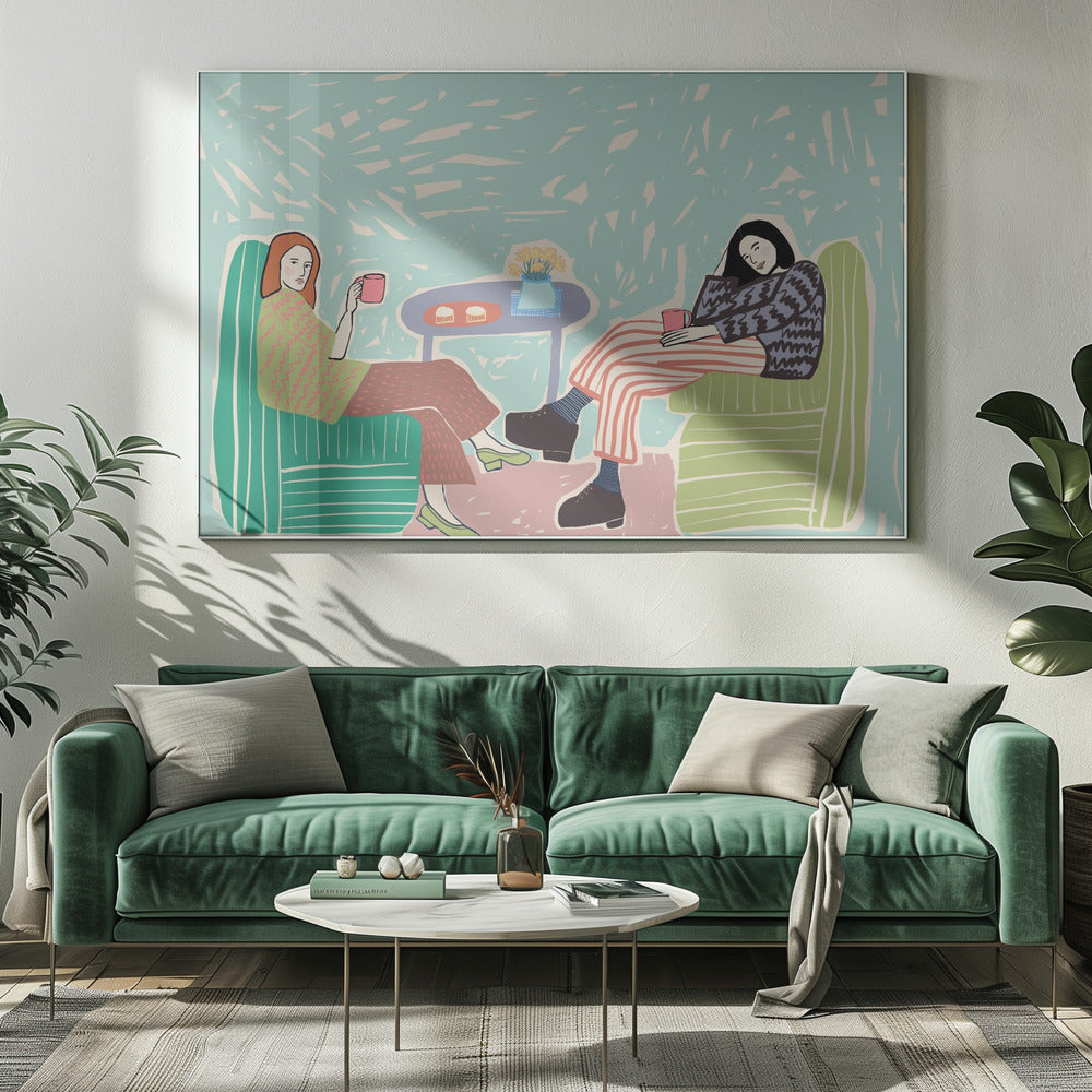 Friends sipping coffee | Canvas