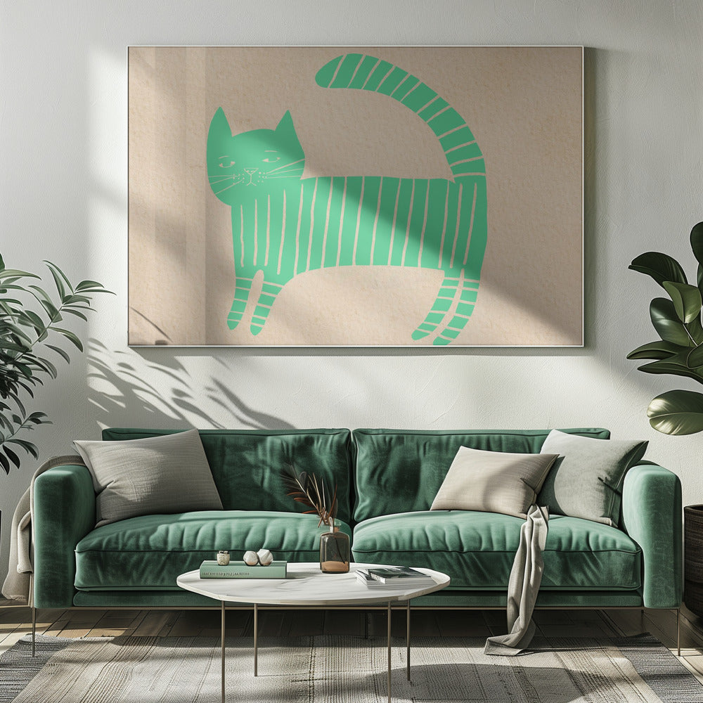 Green cat nursery | Canvas