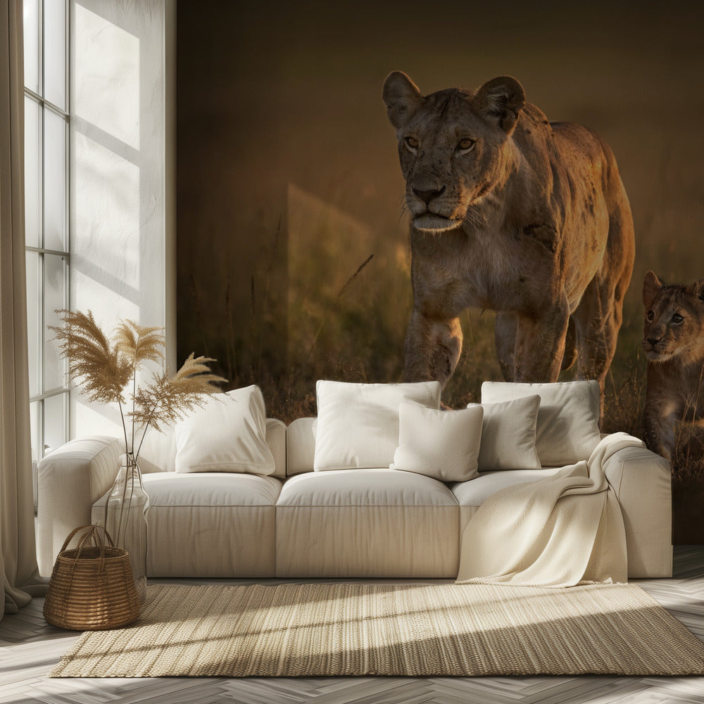 Mom lioness with cub | Wallpaper