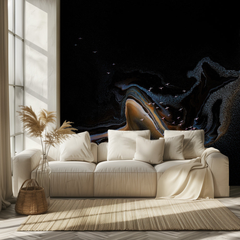 Flamingo over lake | Wallpaper