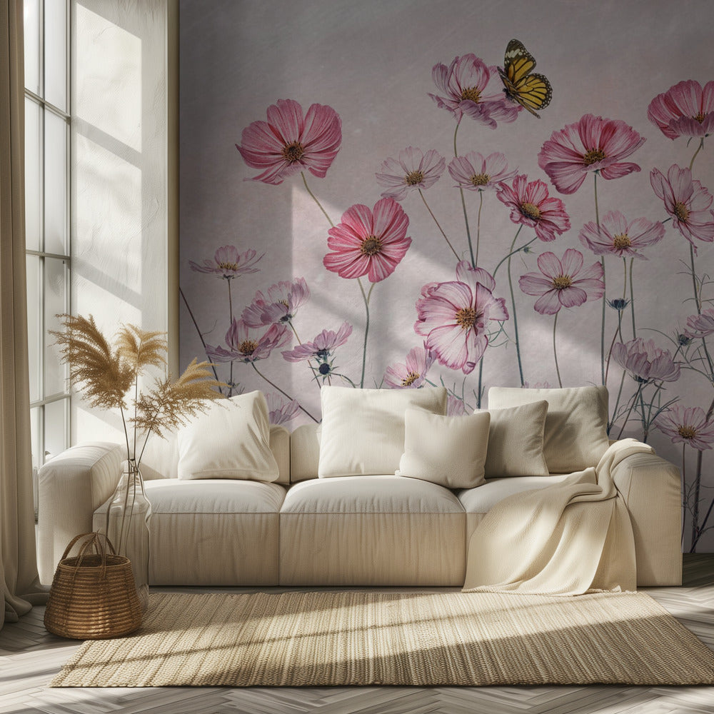 Cosmos and Butterfly | Wallpaper