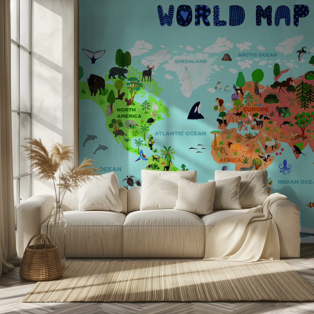 World map for kids | Wallpaper