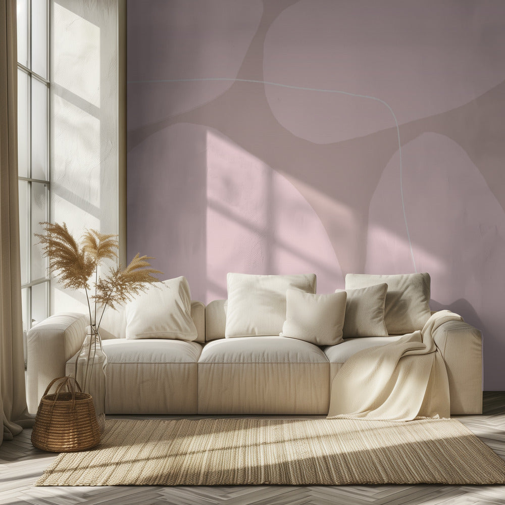 Pink Organic Shapes And Thin White Lines | Wallpaper
