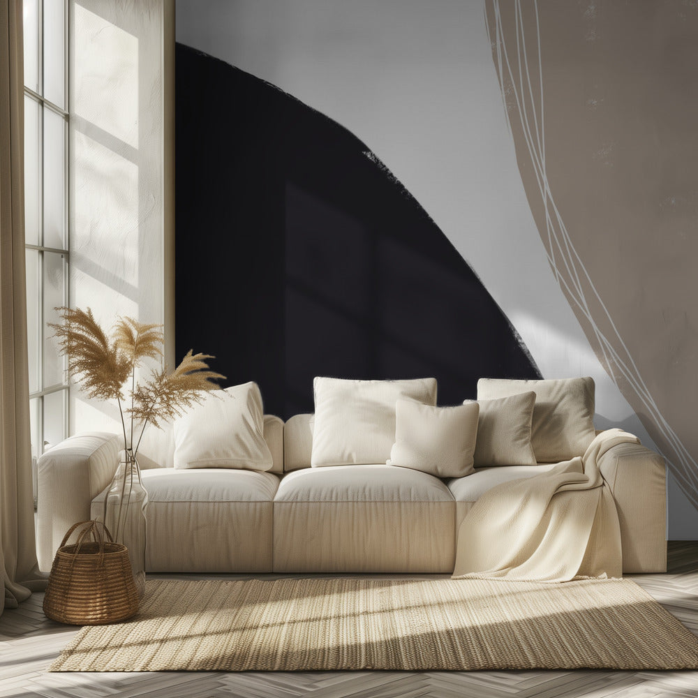 Black And Beige Organic Shapes | Wallpaper