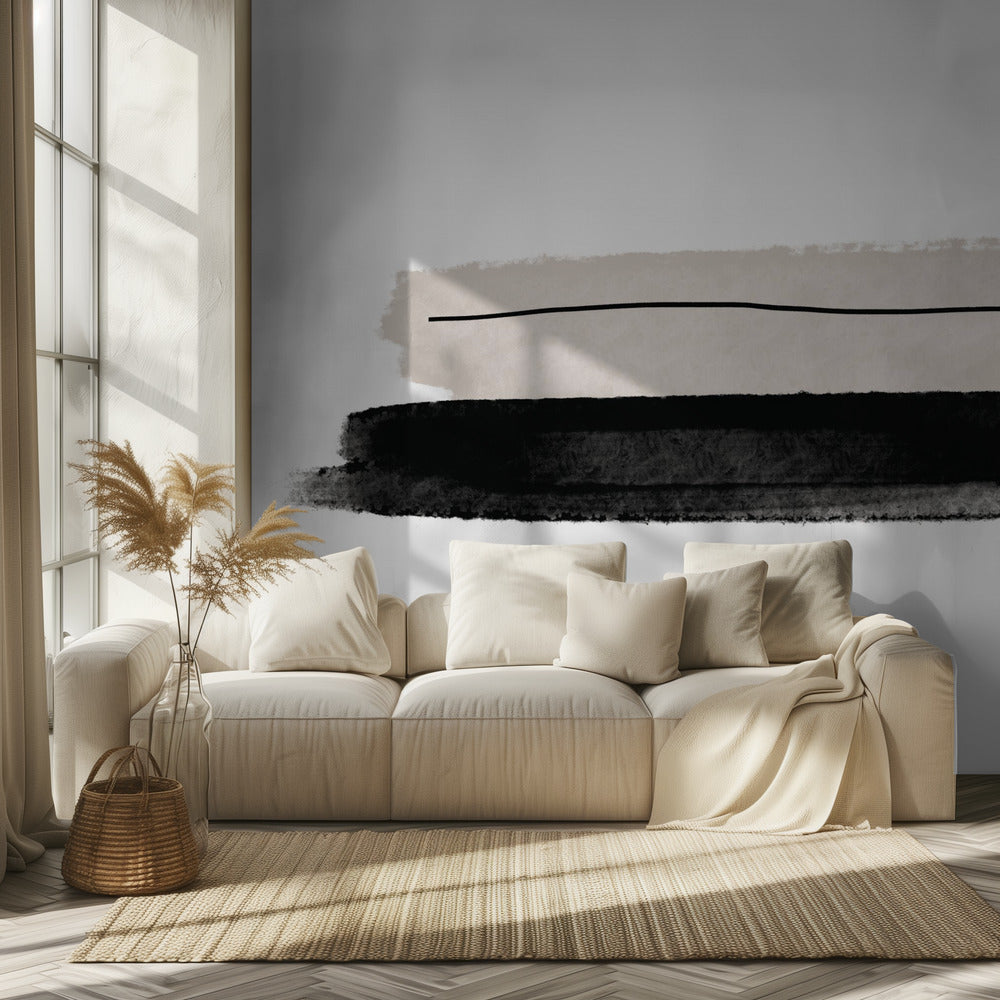 Black And Beige Brushstrokes | Wallpaper