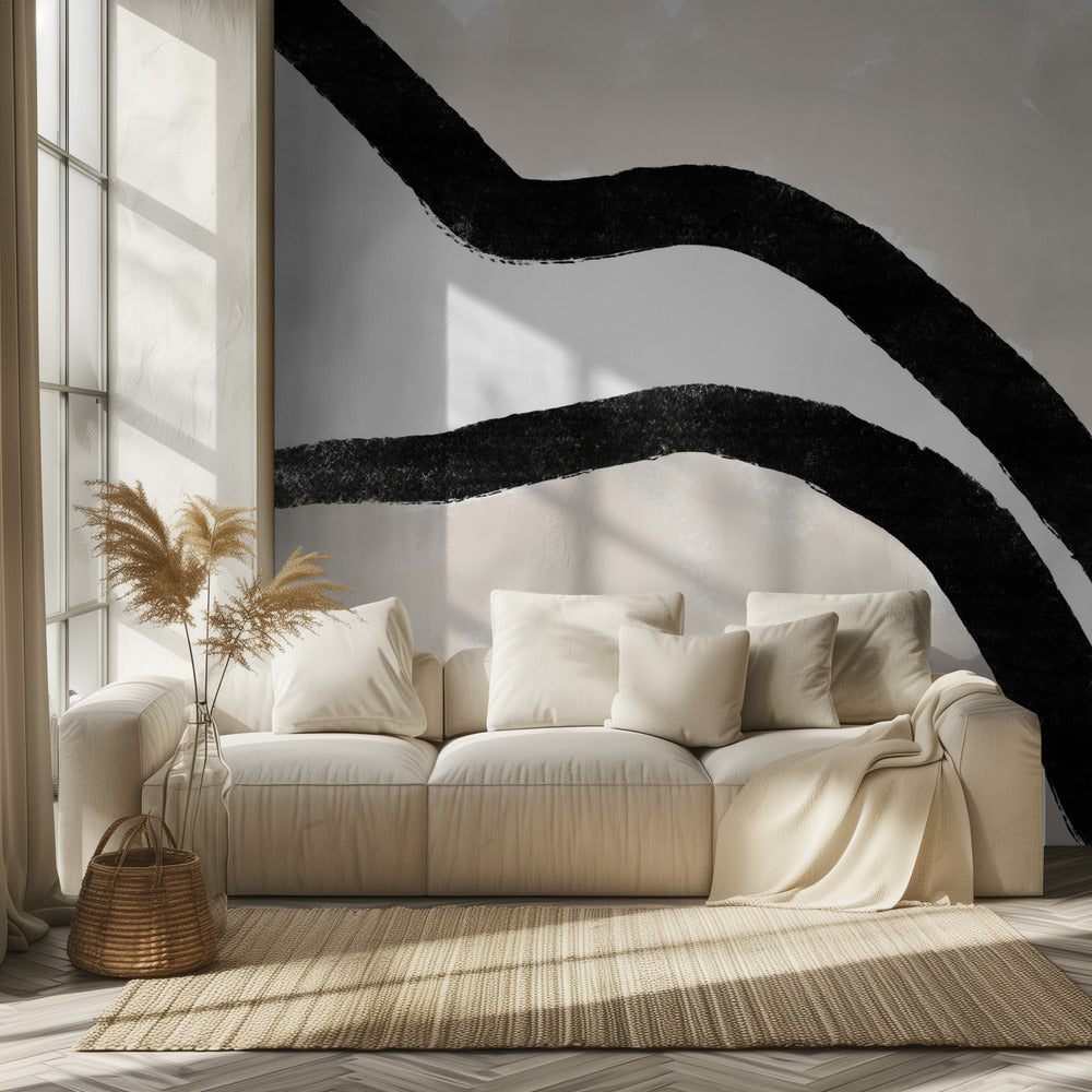 Black Curves On A Textured Beige Background | Wallpaper