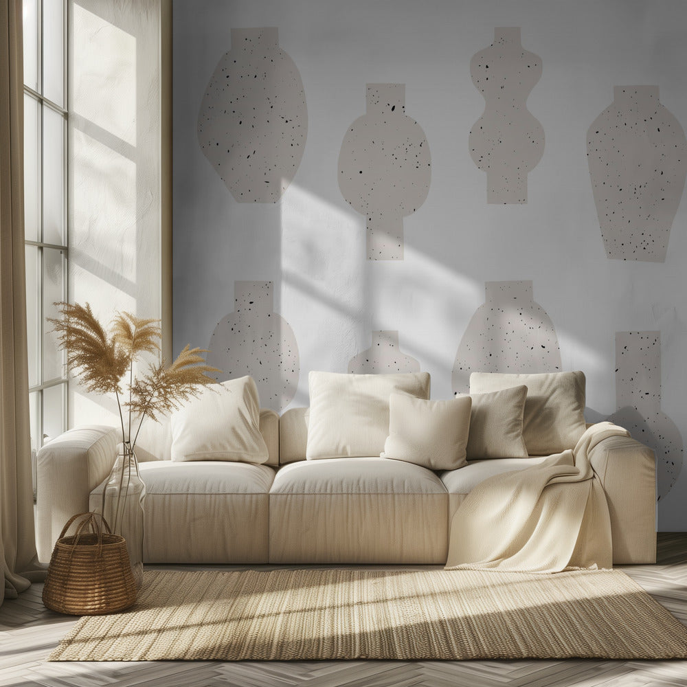 Abstract Vases Beige | Wallpaper