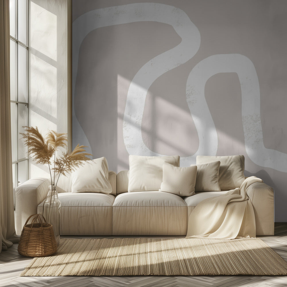 Fluid White Lines On A Beige Background | Wallpaper