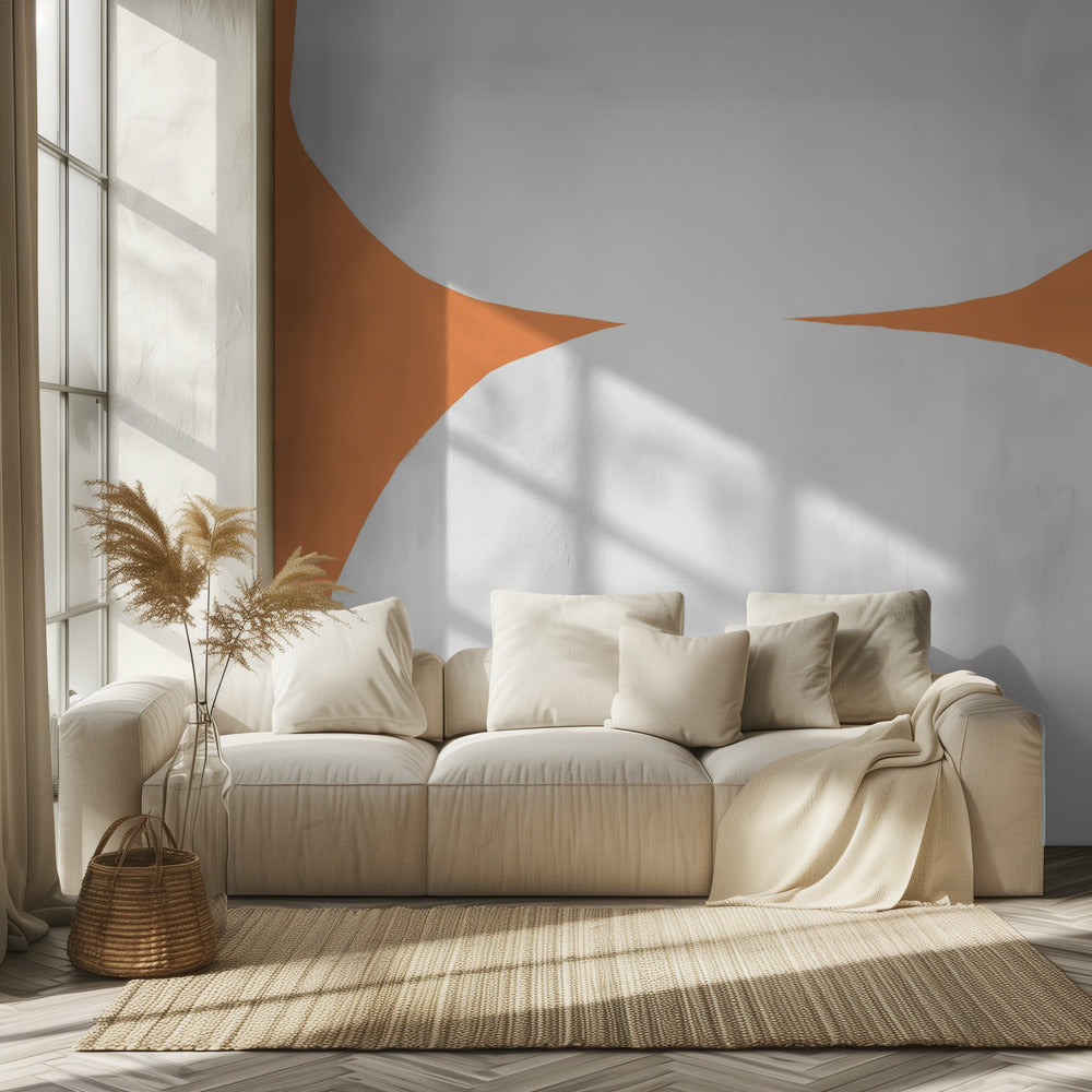 Geometric White Shapes On An Orange Background | Wallpaper