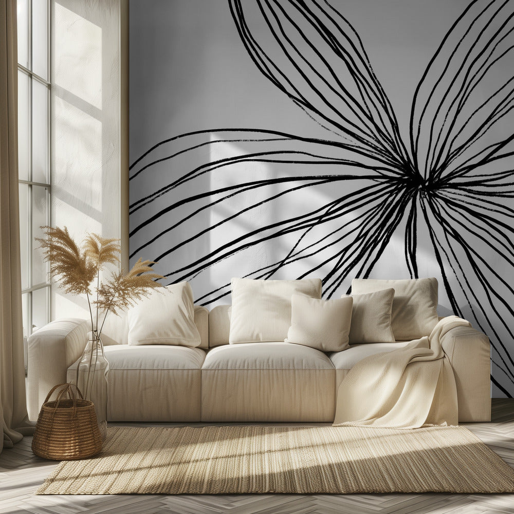 Elegant Black and White Petals | Wallpaper