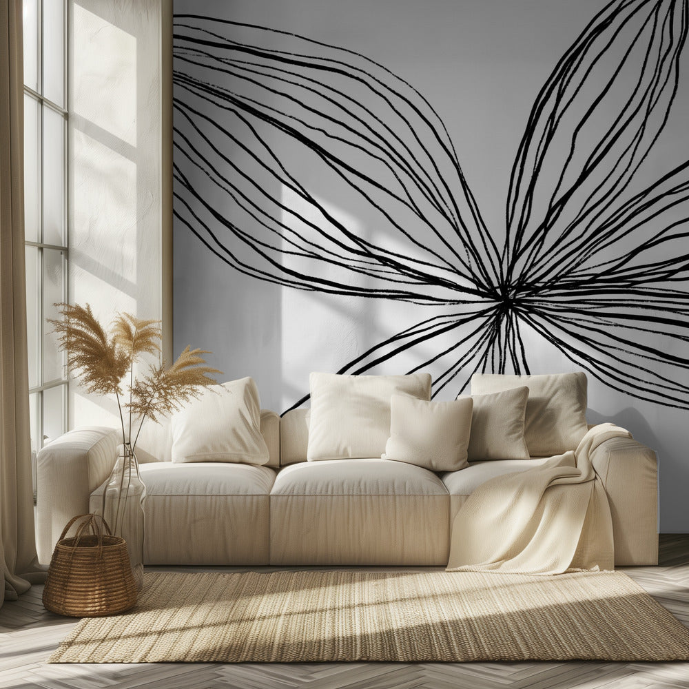 Minimalist Black and White Petals | Wallpaper