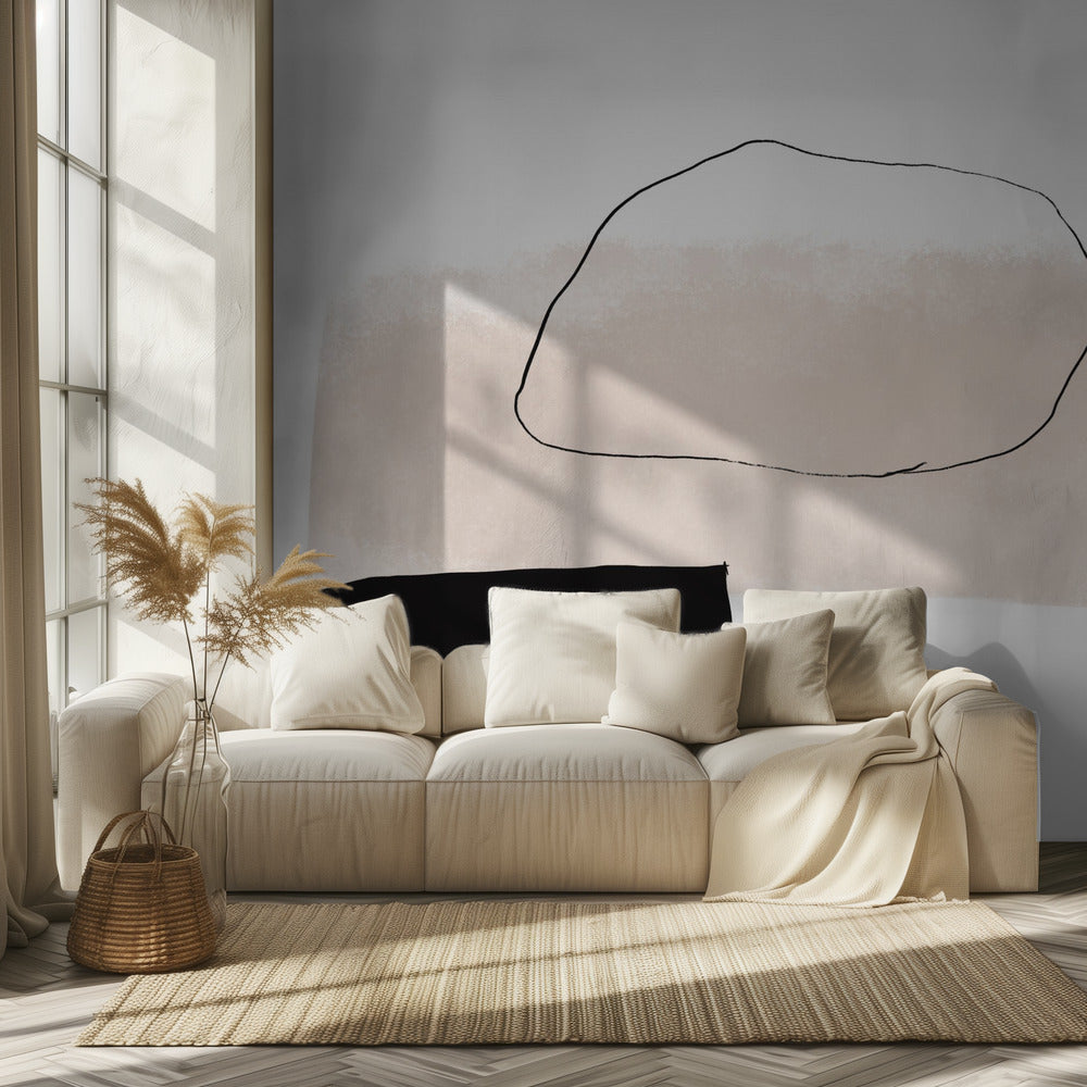 Beige Shape and Black Block | Wallpaper