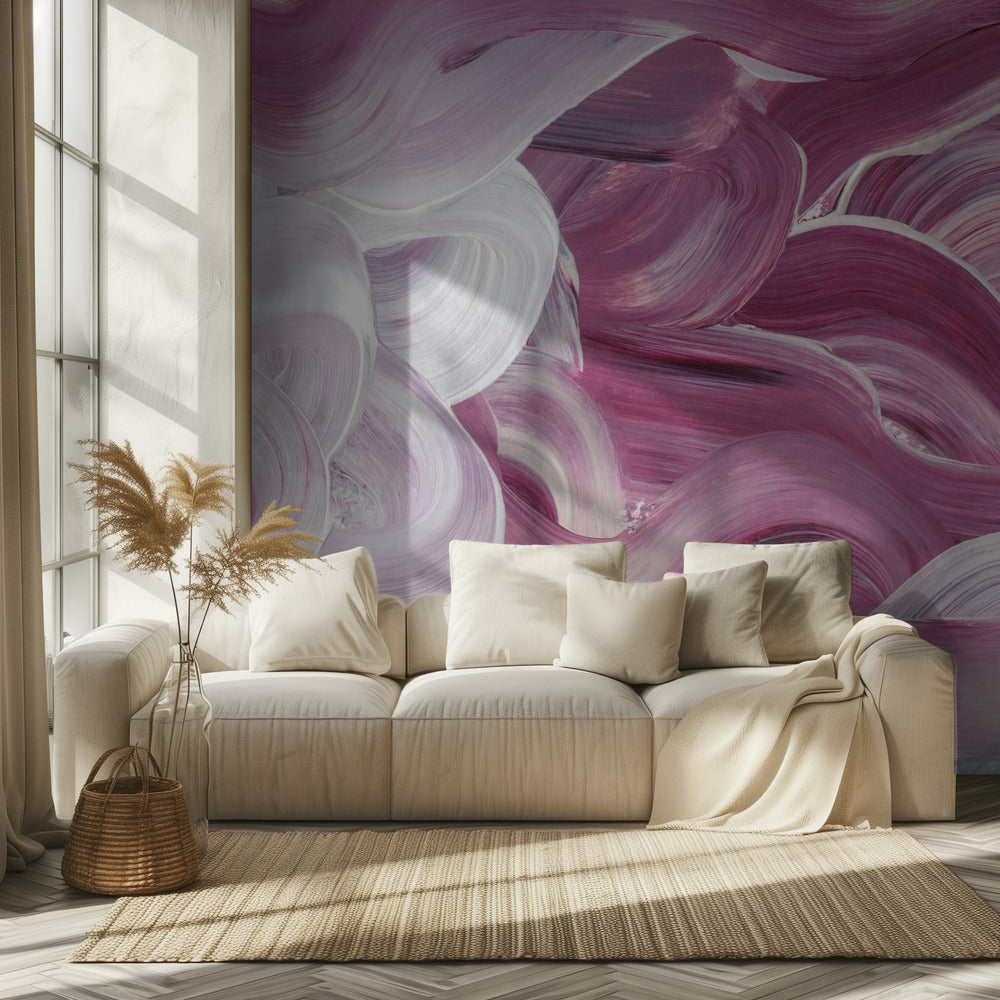 Expressive Pink and White Brushstrokes | Wallpaper