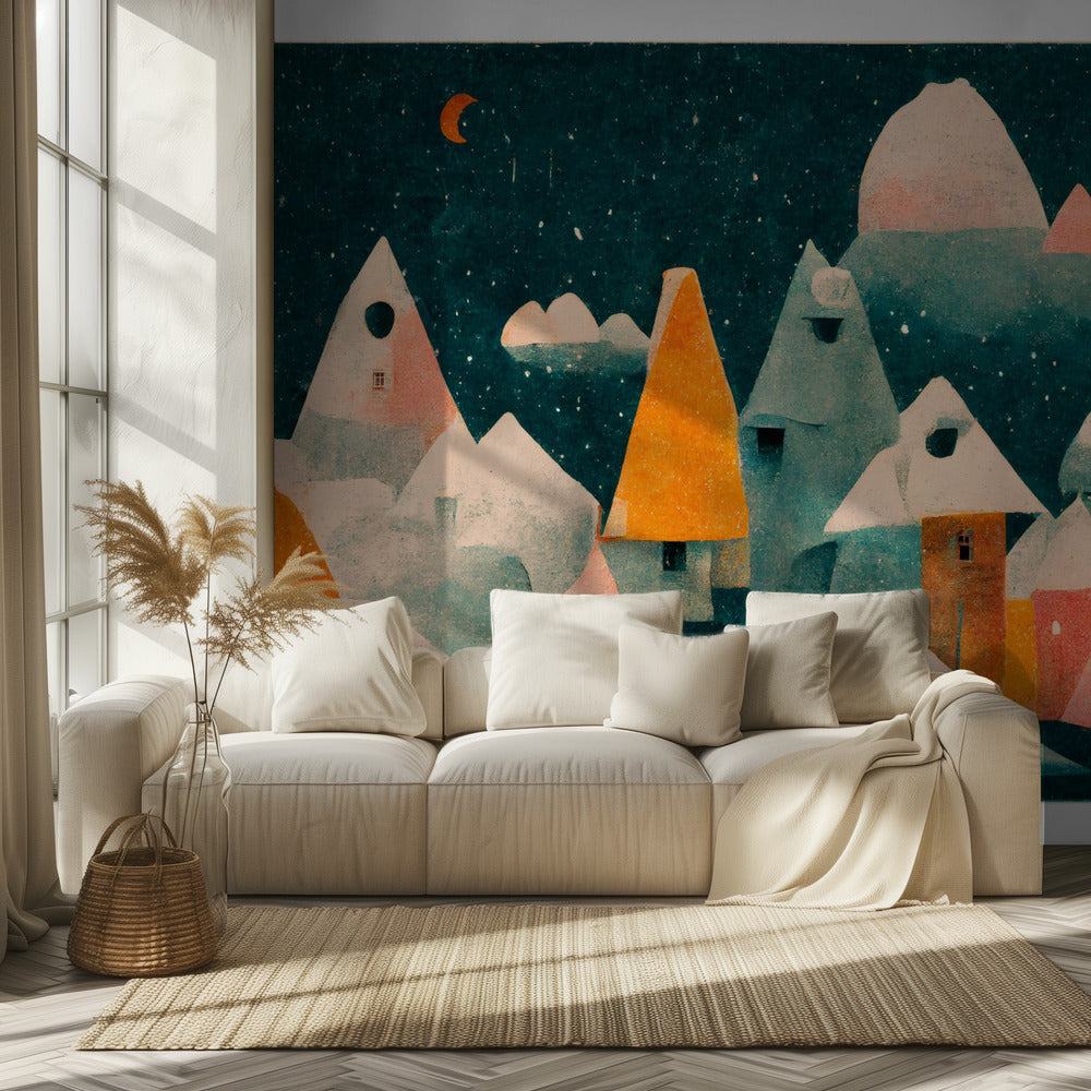 Winter Night Village | Wallpaper