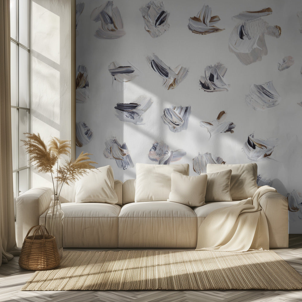 Dynamic Brushstrokes in Neutral Tones | Wallpaper