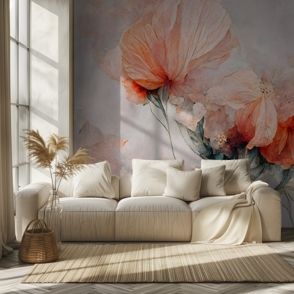 Blossoms in Coral | Wallpaper