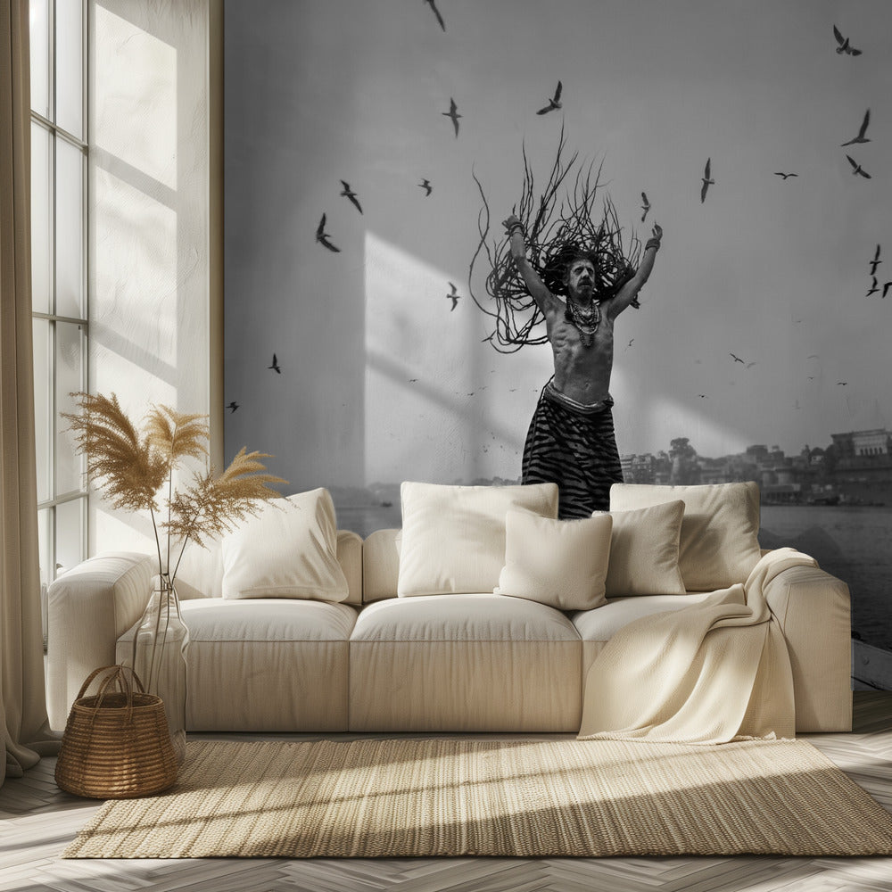 Naga Sadhu posing on boat at varanasi | Wallpaper