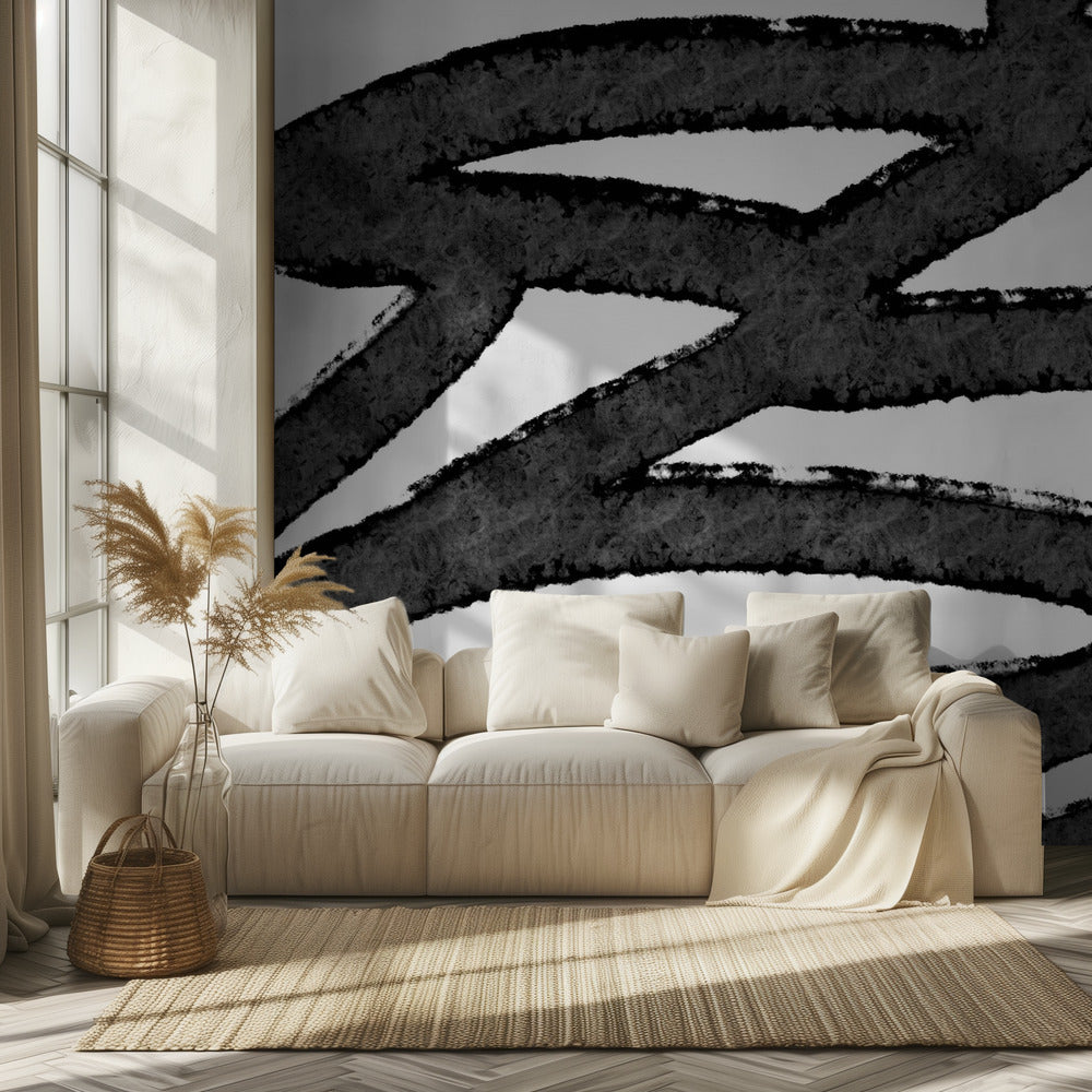 Black Brushstrokes On A White Background | Wallpaper