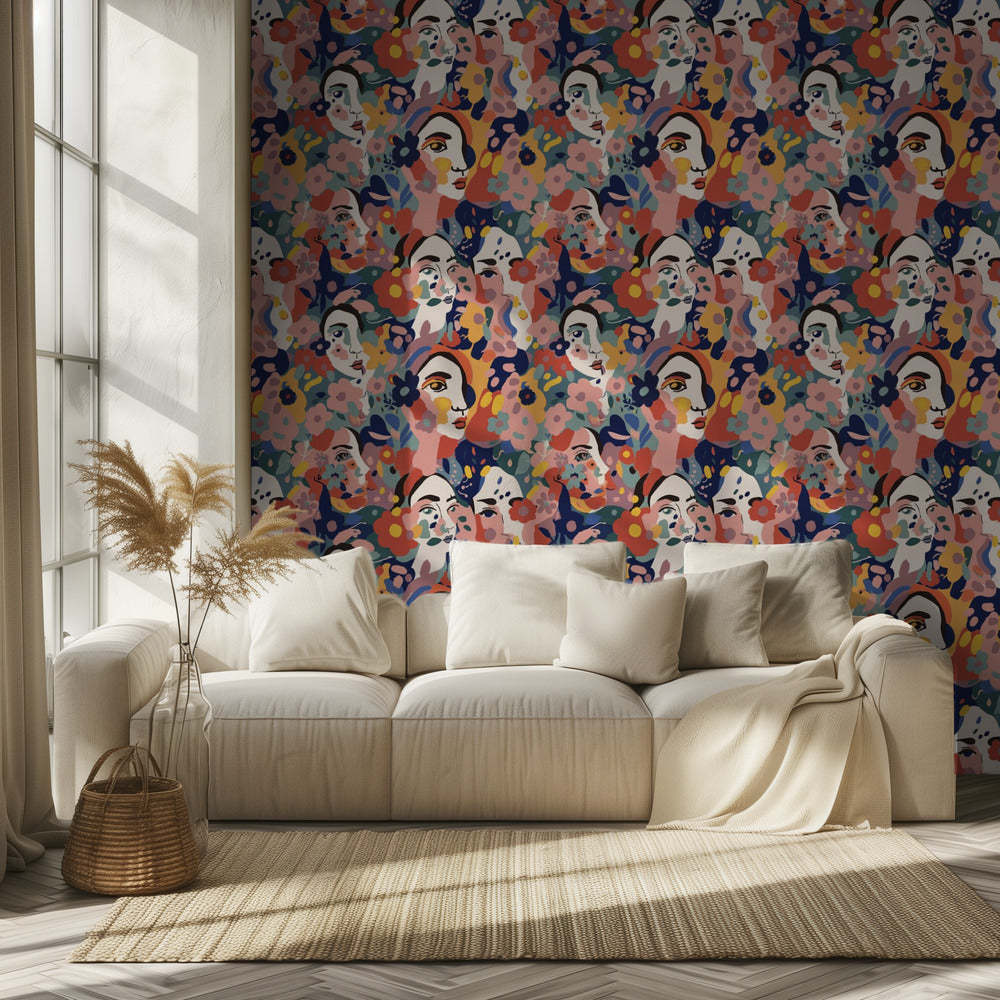 Floral Faces Harmony | Wallpaper