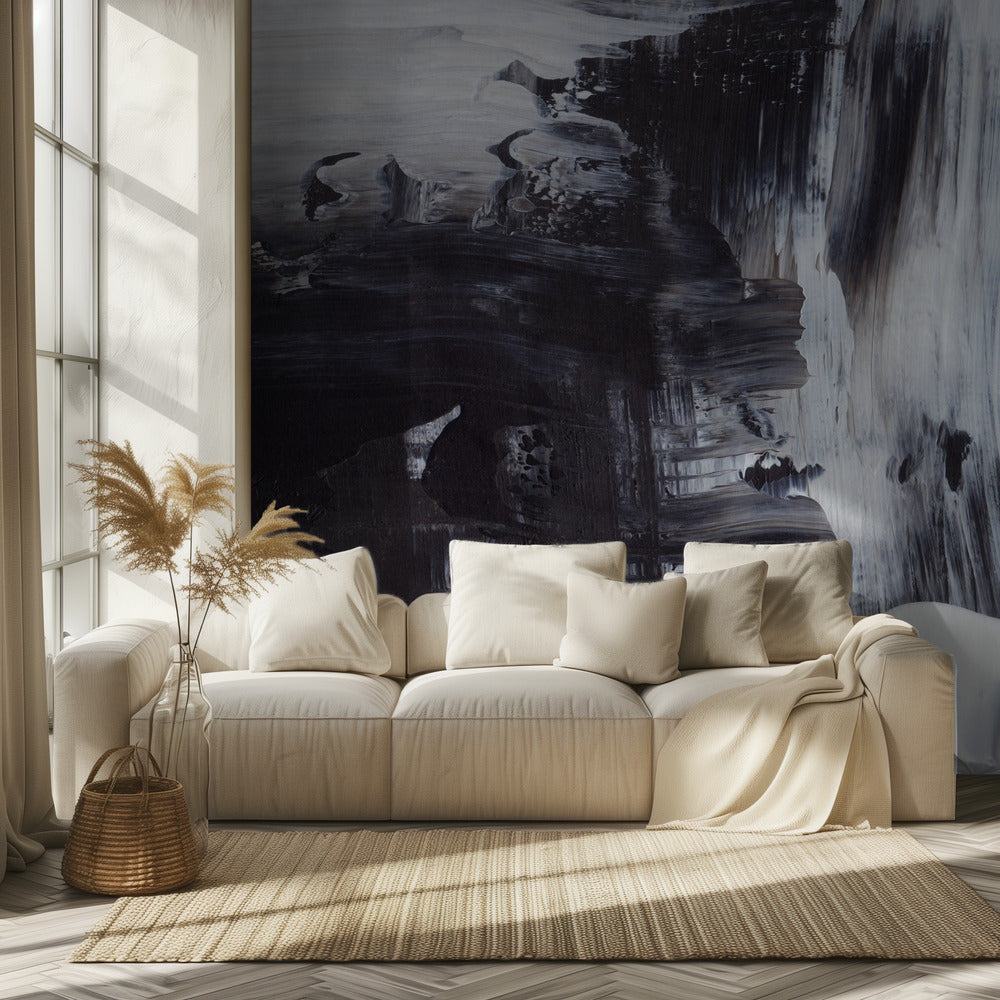 Dynamic Black And White Brushstrokes | Wallpaper