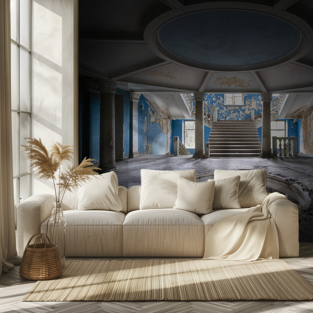 Dark Blue Staircase | Wallpaper