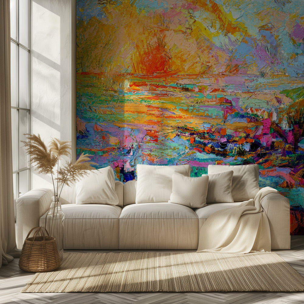 Sunset Over A Vivid Landscape | Wallpaper