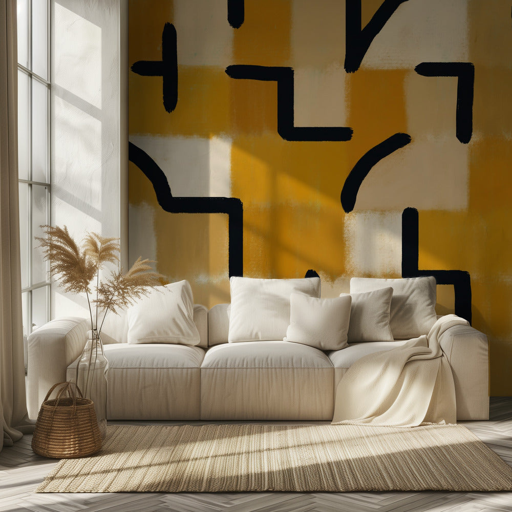 Ochre Checked Blackburn | Wallpaper